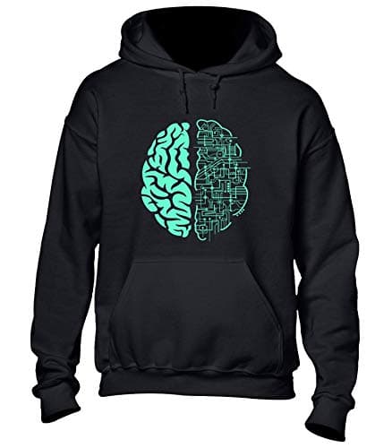 Image of Crown Designs Brain Circuit Cool Funky Geek Nerd Premium Quality Unisex Hoodies for Men, Women and Teens - Black / 5XL