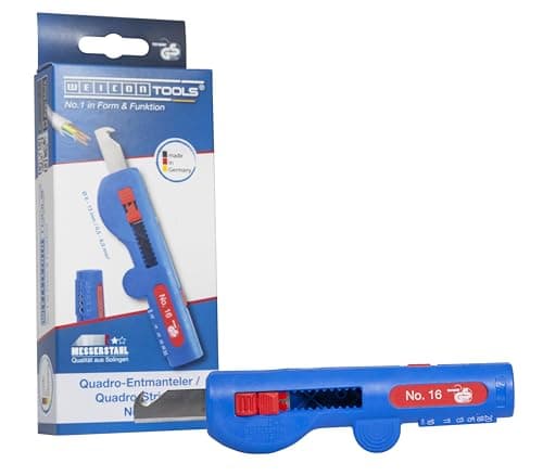 Image of WEICON TOOLS Quadro-Stripper No. 16, 4 in 1: for stripping the outer insulation of cables 8 - 13 mm, wire stripper 0.5 - 6 mm², hook blade, made in Germany
