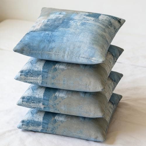Image of Traziewell Blue Cushion Covers 45 x 45 cm Abstract Marble Modern Decorative Throw Pillow Covers Pillowcases for Sofa Patio Home Decor 4 Pack 6118