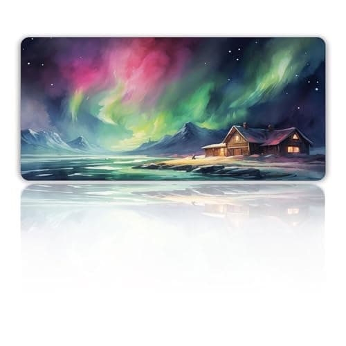 Image of Hixingo 3D Large Mouse Mat, Gaming Mouse Pad, Aurora Scenery Mouse Pad, Mousepad with Stitched Edges, Non-Slip Rubber Base Mouse Pads for Office Home (600x300x3mm,Village)