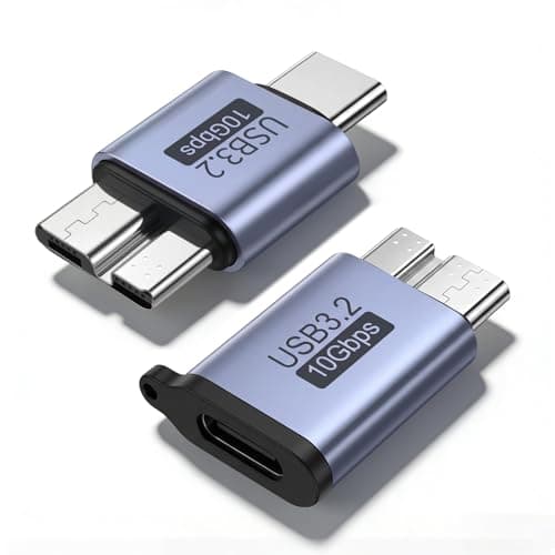 Image of leizhan USB C to Micro B Adapter(2 Pack), USB 3.2 10Gbps Type-C to Micro USB B Male, Compatible with Western, Toshiba, HDD, Seagate, WD, etc