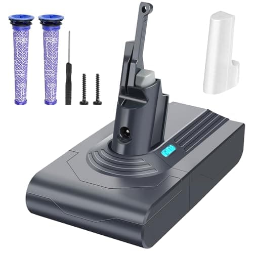 Image of Waitley 6000mAh Battery for Dyson V8 Replacement Battery for V8 SV10 Compatible with V8 Absolute, V8 Animal/Motorhead/Fluffy Cordless Vacuum Cleaner with 2 Pre-filters+Screwdriver