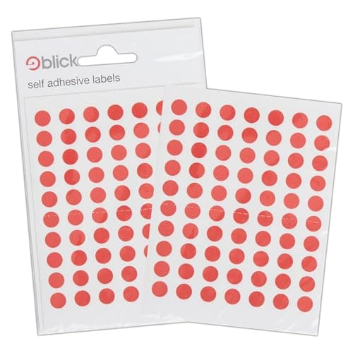 Image of Blick Labels, Red, Self Adhesive Stickers, Coloured Dot, Circles, 8mm, 490 Labels, for Home, Office, Family, School, Holiday Calendar Organising, Planner, Rewards Chart, Colour Coding
