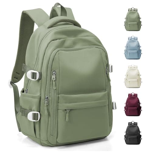 Image of HYC00 School Bag for Teenager Girls Boys Secondary High Middle School Bookbag School Backpack Womens Casual Daypack Water-Resistant 14 Inch Laptop Rucksack Backpack for Travel College Work Bags,Green