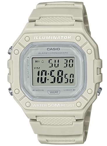 Image of Casio Unisex 44.40mm Quartz Watch with Clear Digital dial and Cream Plastic/Resin Strap Strap W-218HC-8AVEF