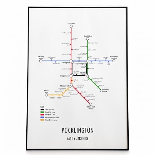 Image of Pocklington East Yorkshire Underground Style Transport Map Art Print A4 A3 Gift (A4 Unframed)