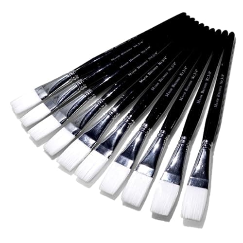 Image of Major Brushes White Flat Synthetic Sable 3/4" (19mm) - Set of 10