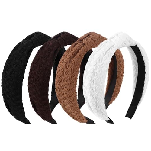 Image of Oblihumoy 4Pcs Wide Headbands, Fashion Top Knot Head Band, Trendy Knotted Neutral Hairband for Women Girls