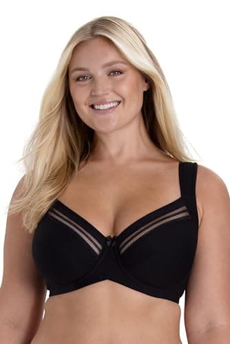 Image of Miss Mary of Sweden Essence Cotton Underwired Bra with Lace Details 34D Black