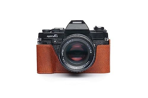 Image of Handmade Genuine Real Leather Half Camera Case Bag Cover for Pentax Super A Rufous color