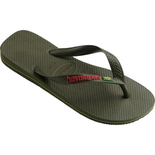 Image of Havaianas Brasil Logo Unisex Adults FlipFlop Green/Green 4.5/5 UK