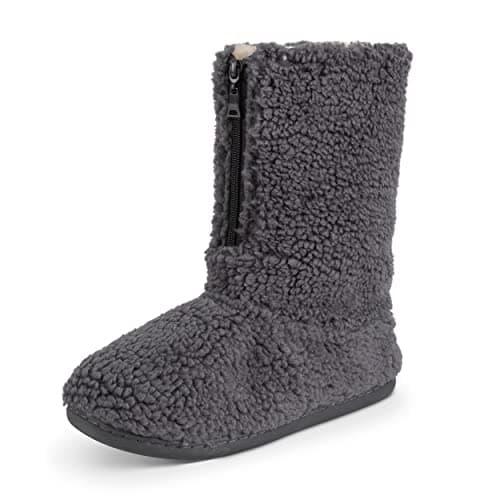 Image of Polar Men’s Memory Foam Slipper Boots - Fleece-Lined Indoor Outdoor House Shoes - Non-Slip Sole & Funny Quote Outsole Detail - Warm Winter Sherpa Bootie Style - Black - UK 9