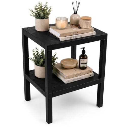 Image of DIVCHI 2 Tier Side End Table Nightstand Coffee Tables Storage Bedside Office Living Room Bedroom Small Narrow Space Sofa Table (Black)