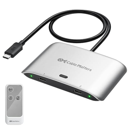Image of Cable Matters 20Gbps USB C Switch for 2 Computers, 140W PD, Up to 8K@30Hz on Windows, 4K@60Hz on macOS, Sharing One USB-C/Thunderbolt 4 Monitor or Dock (Not for Dock with an Attached Cable)
