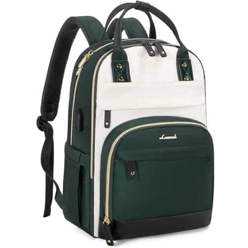 Image of LOVEVOOK Laptop Backpack for Women, Waterproof 15.6 inch Work Bag Womens Rucksack with Anti-theft Zipper & USB Port, LargeLadies Backpacks Back Pack Womans for Travel School University Business Green