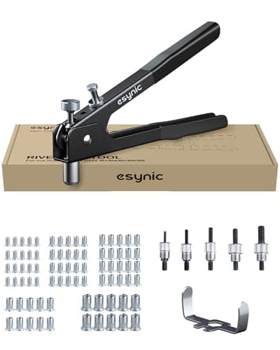 Image of eSynic Rivnut Gun Tool Kit 10 Inch Rivet Nut Gun Set Hand Rivnut Tool Kit Heavy Duty Rivnut Gun Set Nut Rivet Tool with 80Pcs Riveter Nuts Metric M3 M4 M5 M6 M8 Perfect for Work