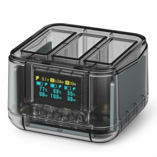Image of Triple Battery Charger for Insta360 Pro 2 | Fast Charging Hub with For Smart Digital Display | Intelligent Mixed Charging Station for Action Camera Batteries | Safe