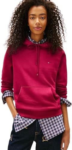 Image of Tommy Jeans Women's Tjw Reg S Flag Hoodie Dw0Dw19958 Pullover, Purple (Lavish Cerise), XL