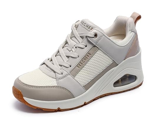 Image of Skechers Women's Uno Wedge-Everything Nice Sneaker, Off-White, 8