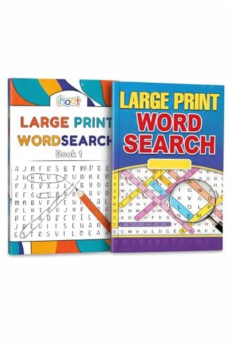 Image of ihoot Pack of 2 Assorted A4 Large Print Word Search Books for Adults | Travel Games Puzzle Books for Adults | Word Games and Word Puzzles, Gifts for Partially Sighted People | Over 125 Puzzles