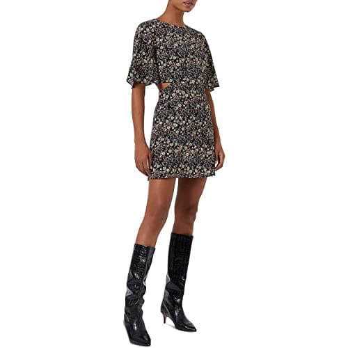 Image of French Connection Women's Hallie Verona Cut Out Mini Dress Casual, Black Multi, 14