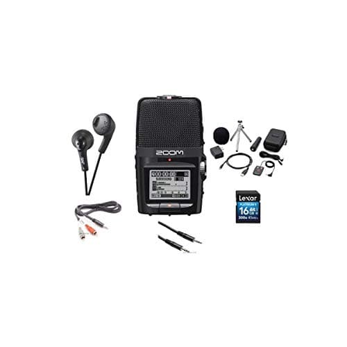 Image of Zoom H2n Handy Handheld Digital Multitrack Recorder Bundle with APH-2n Accessory Pack, SD Card, Earbuds, 1/8-Inch-to-RCA Cable, and 3.5mm Stereo Cable