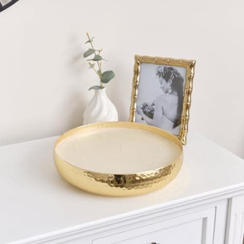 Image of Melody Maison Large Round Hammered Gold 8 Wick Scented Candle - 27cm