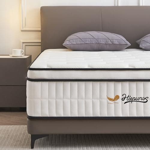 Image of Hiepunos 4FT Small Double Mattress, 10.2 INCH Medium Firm Memory Foam Pocket Sprung Hybrid Mattress Orthopedic for Pressure Relief Motion Isolation(120x190x26cm)