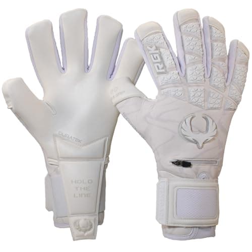 Image of Renegade GK Limited Edition Rogue Blizzard Goalie Gloves with Fingersaves | 4mm Giga Grip | White Goalkeeping Gloves (Size 9, Youth-Adult, Neg. Cut, Level 4+)