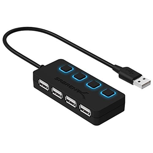 Image of SABRENT USB Hub 4 Port USB 2.0 Portable Travel USB Docking Station with Individual LED lit Power Switches [Charging NOT Supported] for Mac & PC (HB-UMLS)