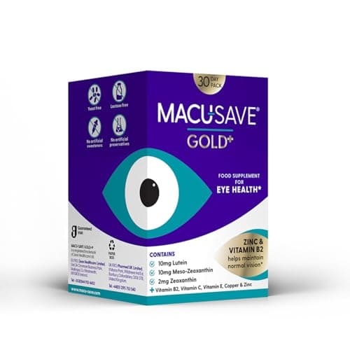 Image of Macu-SAVE Gold+ Food Supplement with Meso-Zeaxanthin/Lutein and Zeaxanthin Zinc & Vitamin B2 30 Day Pack (1)