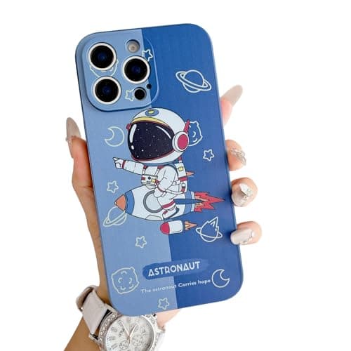 Image of Yonds Queen Compatible with iPhone 7 Plus / 8 Plus Cute Case, Cartoon Astronaut Space Rocket Design Stylish Bumper TPU Protective Anti-Slip Shockproof Case(Blue Rocket, iPhone 7 Plus / 8 Plus)