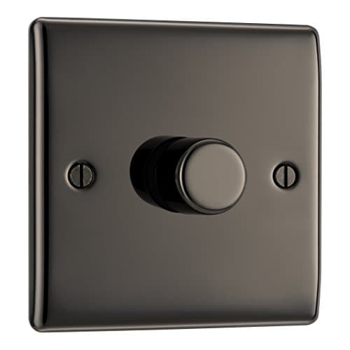 Image of BG Electrical Intelligent Single Wall Dimmer Switch, 2 Way, Raised Profile, Round Edges, Nexus Metal, Black Nickel, 200W, NBN81