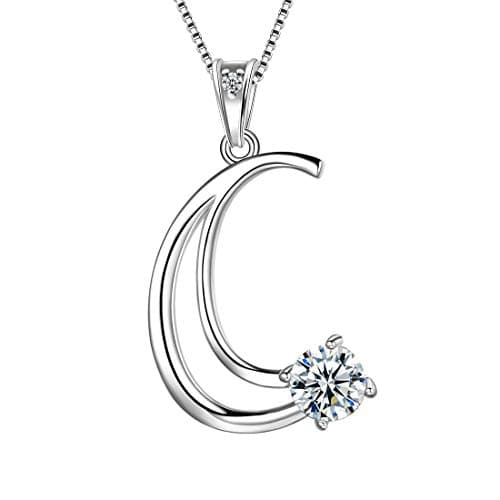 Image of Aurora Tears Letter C Necklaces 925 Sterling Silver Cubic Zirconia Alphabet Initial C Pendant Jewellery Gifts for Women and Girls DP0166C