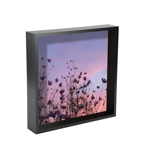 Image of Nicola Spring 3D Shadow Box Photo Frame - 12x12 (30x30cm) - Pack of 1 - Black 3D Deep Photo Frame Box Picture Large Square Display Case for Crafts, Keepsakes, Wedding, Graduation