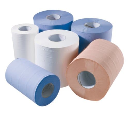 Image of Mini Centrefeed Hand Towel Roll White 1ply Pack 12 Rolls