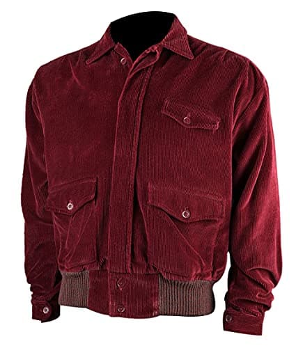 Image of LP-FACON Mens Jack Torrance Halloween Costume The Shining Jack Nicholson Red Corduroy Jacket - Cosplay Bomber Jacket