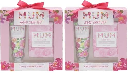 Image of The Leonardo Collection Jennifer Rose Gallery Mum Hand Care Set | Hand Cream for Dry Hands & Nourishing Hand Soap | Moisturising Non-Greasy Formula for Dry Cracked Skin with Cherry Blossom & Vanilla