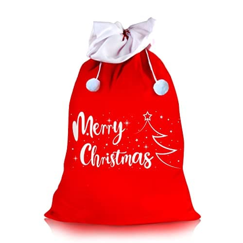 Image of VEYLIN 43 x 27 Inch Large Christmas Sacks Felt Jumbo Santa Gift Sack Bag Drawstring Stocking Wrapping Decoration