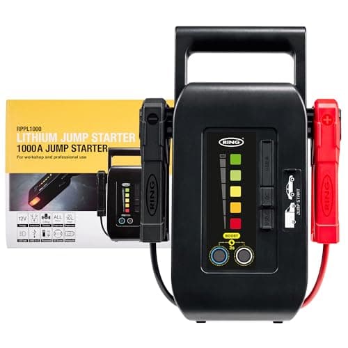Image of RING Professional Cordless Lithium Jump Starter For All 12V Vehicles up to 10L With a Built-in Work light For Safety