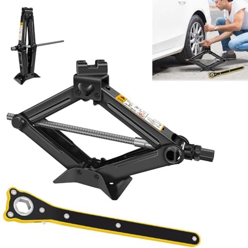 Image of 2Ton Scissor Jack for Car With Ratchet - Heavy Duty Steel Rustproof Labor-saving Scissor Car Jack Floor Lift 11-39cm Lifting Jack, Wind Up Tools for Van Emergency Kit, Tyre Repair Changing Tool