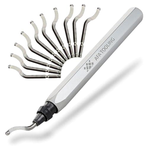 Image of AFA Tooling - Deburring Tool with 10 Extra High Speed Steel Blades - Works on Metal, Resin, PVC, and 3D Printed Plastic Edges - Great for Copper and PVC Pipes, 3D Printing, Resin Art, and Metal Work
