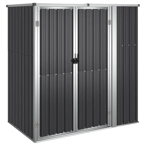 Image of vidaXL Garden Tool Storage Shed - Galvanised Steel and Metal Frame - Anthracite - Spacious and Durable - Rainwater Drainage - Convenient Access - Easy Assembly