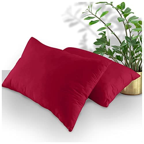 Image of GC GAVENO CAVAILIA | Housewife Percale Pillow Cases (2 Pack) - Super Soft Cozy Plain Dyed Pillowcases - Non Iron Polycotton Percale Bedding Pillow Case | Red