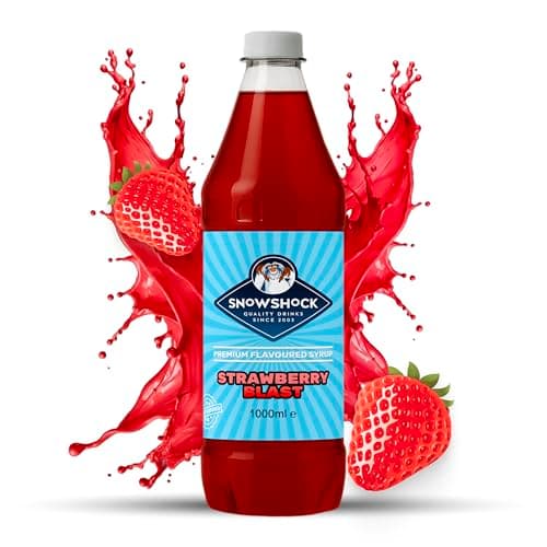 Image of SnowShock Slush Syrup 1L Strawberry | Slushy Concentrate Dilute for Ice Slushie Machine - Makes Over 20 Drinks - Refreshing Frozen Drink Mix for Kids Parties, Cafes, Events & Food Vans | Vegan