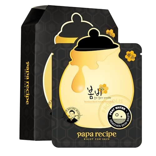 Image of Papa Recipe Bombee Black Honey Mask Pack 10 sheets. Korean skin care, facial skin care sheet mask, deep Moisturizing for dry skin