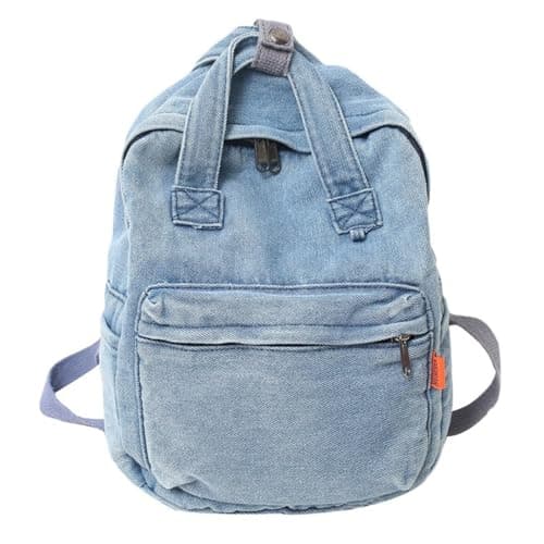Image of Denim Backpack for Men Women, Vintage Blue Jeans Laptop Backpack Casual Canvas Daypack for Study Travel Work (Blue)
