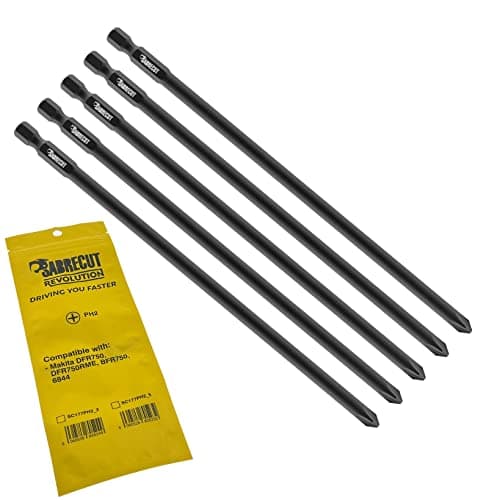 Image of 5 x SabreCut SC177PH2_5 177mm PH2 Compatible with Makita DFR750 DFR750RME BFR750 6844 P-67804 Autofeed Collated Drywall Screwdriver Gun Bit Single Ended Phillips No.2 Heavy Duty