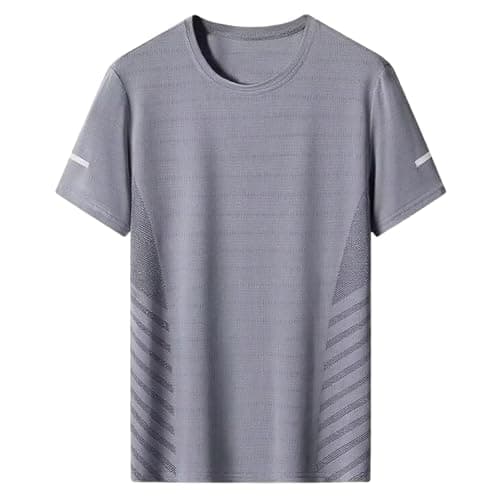 Image of JiaYouLC T Shirts for Men UK Crew Neck Mesh Quick Dry Sport Tops Breathable Wicking Tshirts for Running Athletic Gym Workout Training (UK, Alpha, 3XL, Regular, Regular, Gray)