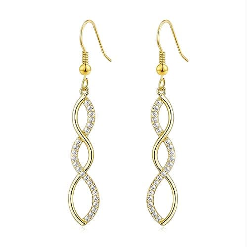 Image of Philip Jones 18k Gold Plated Twist Drop Earrings Created with Zircondia® Crystals